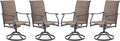 Swivel Patio Chairs Set of 4, Outdoor Patio Dining Chairs with Padded Textilene, Swivel & Rocker Metal Outdoor Dining Chair All-Weather for Backyard, Brown Fabric with Black Frame