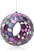 VCUTEKA Mosaic Bird Feeder, Round Glass Container Hanging Bird Feeders for Gardens, Yards, Decks to Attract Wild Birds, 7-Inch Purple