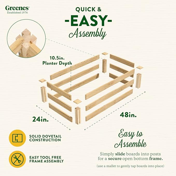 Greenes Fence Original Cedar Raised Garden Bed, 2' x 4' x 10.5" (2-Pack) - Made in USA with North American Cedar