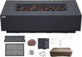 AMS Creations | Madison 60" Bundle Rectangular Propane Gas Outdoor Fire Pit Table | Dark Gray Concrete GFRC | Smooth Texture or Surface | Electronic Ignition | Outside Backyard Fireplace