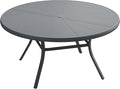 VICLLAX Outdoor Patio Round Dining Table, 53"x 53" Aluminum Tabletop for Deck Lawn Garden Backyard, Dark Grey