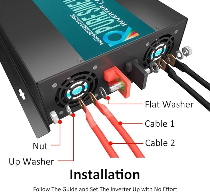 WZRELB 3000watt Pure Sine Wave Inverter 12V DC to 120V AC 60HZ with LED Display Wireless Remote Controller Car Inverter Generator (RBP300012VCRT)