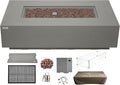 AMS Creations | Madison 60" Bundle Rectangular Propane Gas Outdoor Fire Pit Table | Light Gray Concrete GFRC | Smooth Texture or Surface | Electronic Ignition | Outside Backyard Fireplace