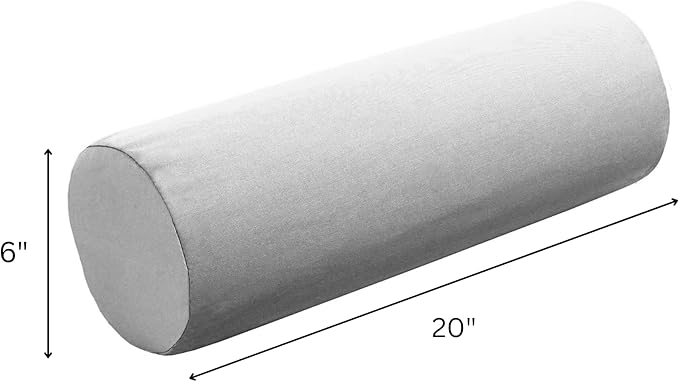 Cushion Source 20" x 6" Sunbrella Bolster Pillow, Indoor/Outdoor Decorative Support Pillow, Fade and Water Resistant, Sunbrella Canvas Seasalt