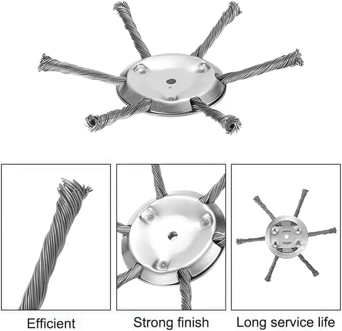 Steel Wire Grass Trimmer Head, 6 Inches Universal Steel Wire Weed Trimmer Head, String Trimmer Replacement Head for Electric Battery Powered Cordless String Trimmer-0.22 inch Hole (1, Silver)