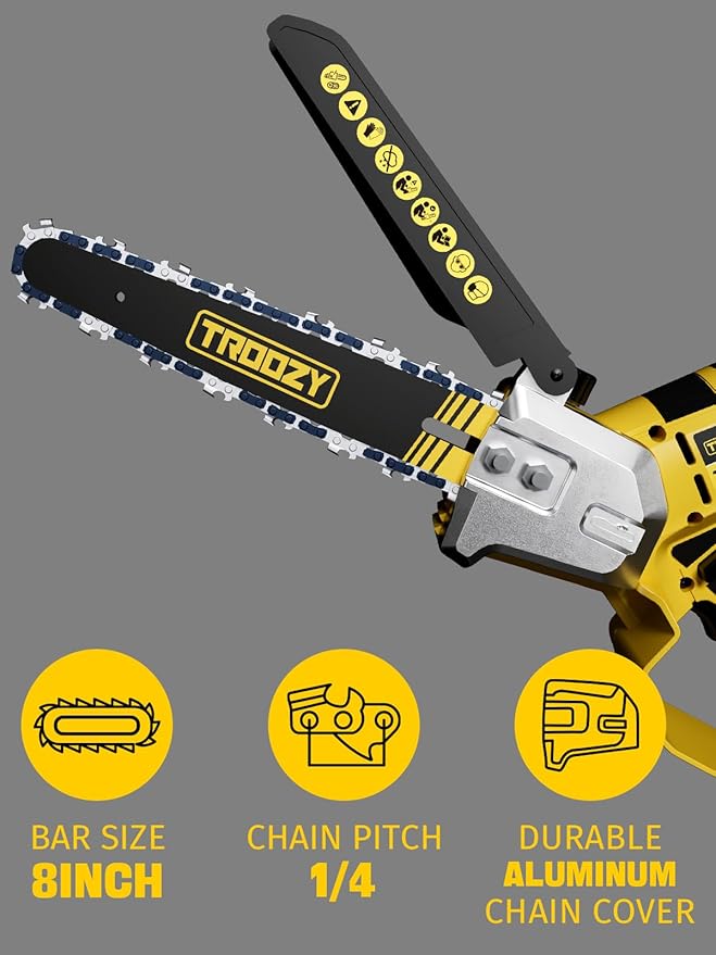2-in-1 Cordless Pole Saw & 8-Inch Chainsaw, Brushless Motor with 4.0Ah Battery, Extendable Electric Tree Trimmer for High Branch Pruning, Limb Cutting & Quick Cleanup