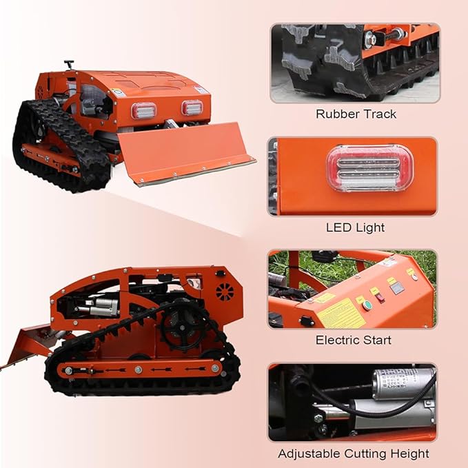 DIGMIGHT9 HP Gas RC Robotic Lawn Mower with Snow Plow - Remote Control Lawn Mower Robot, 600m Range, 21.6" Cutting Width for Slopes, Orchards & Commercial Use (Orange+Snow Shovel)