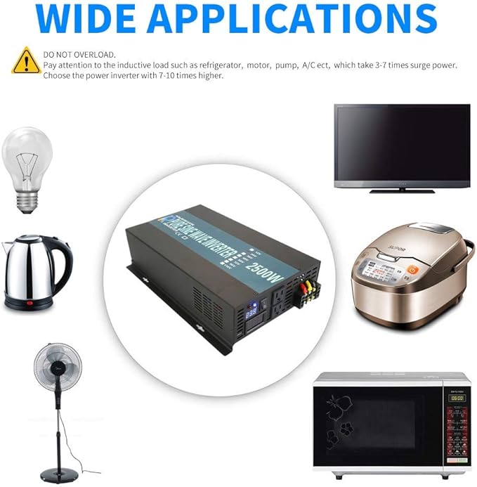 WZRELB 2500W 36V 120V Pure Sine Wave Power Inverter with Remote Control,2 AC Outlets,Car Inverter,RBPRC-250036