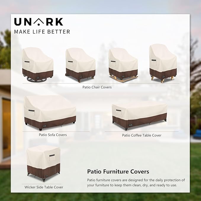 Outdoor 3-Seater Sofa Cover, Heavy Duty Patio Furniture Covers Waterproof, 76W x 33D x 32H Inches Patio Couch Cover Waterproof Couch Covers for Outdoor Furniture, Beige and Brown