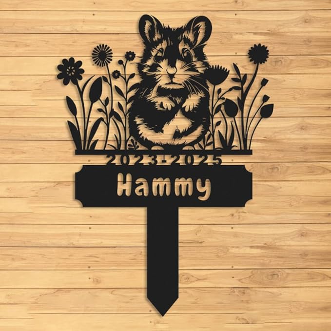Personalized Hamster Memorial Stake,Pet Plaque Hamster Lover,Metal Hamster Grave Marker,Remembrance Stake,Outdoor Garden Yard Sign hamster 10inch