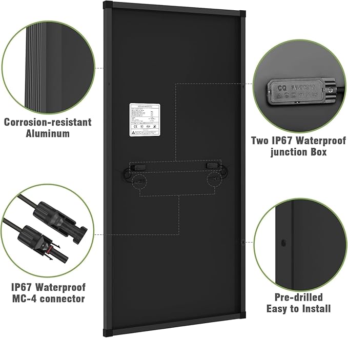 200 Watt Solar Panels Kit, 30A PWM Charge Controller 12V 200W Solar Kit System, Monocrystalline PV Module for RV Home Rooftop Camping Boats Trailer Vehicle Shed Off-Grid System (200W, Single Panel)