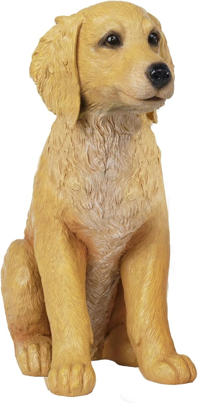 Cynkeyee Dog Statues Lawn Decorations - Large Pet Figurines Garden Decor Golden Retriever Statue for Outside Patio Yard Decorations Outdoor Puppy Gift for Woman 11x5.5x13 inch