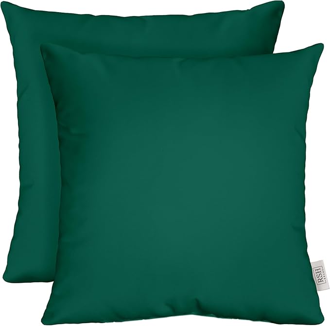 RSH DECOR: Sunbrella Square Throw Pillows Set of 2 | 20" x 20" | Water and Fade-Resistant Performance Fabric | Outdoor Pillow Covers with Down-Alternative Inserts | Canvas Forest Green