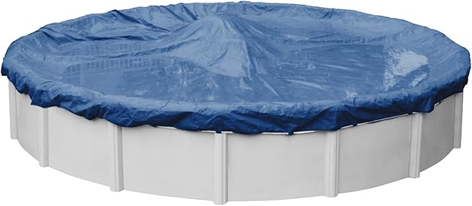 Robelle 15 ft Professional Blue Winter Pool Cover for Above Ground Pools, 4 ft Overlap (19 ft Cover Size), Solid 12 x 12 Scrim, 3.7 oz/yd2, 15-Year Warranty, Style: 2715-4