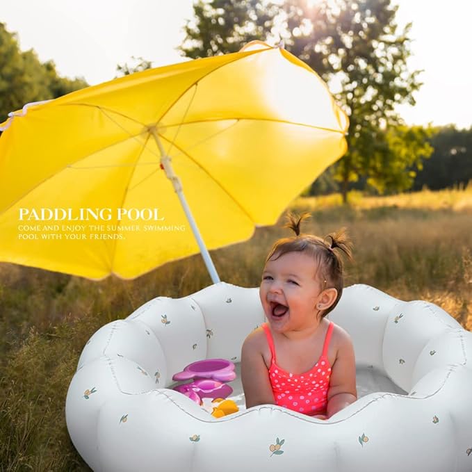 Inflatable Baby Pool, Portable Paddling Baby Swimming Pool, Toddlers for Ages 0-3 Years Girls and Boys, Indoor& Outdoor, Garden and Backyard Summer Water Party, 35.4x9.8 in(White)