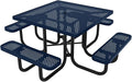 COATEDOUTDOORFURNITURE Heavy-Duty Portable Outdoor Picnic Table with Umbrella Hole, Punched Steel Commercial-Grade Patio Dining Furniture Made in America (46" Square Top, Textured Dark Blue)
