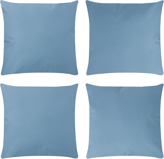Covers & All Premium Square Throw Pillow Inserts with Covers Set of 4, 24 x 24 Inches Sky Blue, Decorative Cushions for Couch Sofa Home Decor Office Travel UV Resistant Waterproof Soft Cushions