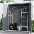 5x3 FT Resin Outdoor Storage Shed with Floor, Waterproof Resin Cabinet with Lockable Door, Outside Plastic Tool Garden Sheds for Backyard Lawn Patio Furniture, Bikes, Accessories, Gray