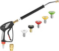 TOOLCY Pressure Washer Gun and 18" Curved Extension Wand, Commercial 5000 PSI / 10.5 GPM with Nozzle Tips, 3/8" Swivel USA-NPT Thread x Quick Socket, Sturdy Design for Gas Power Washer
