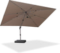 PURPLE LEAF 10' X 13' Patio Umbrella, Rectangle Outdoor Cantilever Umbrella, Aluminum Offset Umbrella with Champagne Frame and 360° Rotation for Pool Deck Garden, Taupe
