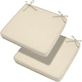 Magpie Fabrics Indoor Outdoor Waterproof Square Chair Cushion, 18" x 18" x 2.5", 2 Pack, Water Resistant Seat Cushions, for Patio Garden Office, Olefin Beige