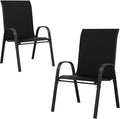 UDPATIO Patio Chairs Set of 2, Stackable Outdoor Dining Chairs with High Back, Breathable Textilene Outdoor Chair All Weather, 350LBS Capacity for Garden, Backyard (Black)