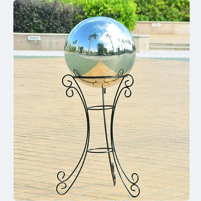 20 cm/7.8 inch Diameter Gazing Globe Mirror Ball,Silver Stainless Steel Polished Reflective Smooth Garden Sphere,Colorful and Shiny Addition to Any Garden or Home