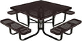 COATEDOUTDOORFURNITURE Heavy-Duty Portable Outdoor Kids Table with Umbrella Hole, Punched Steel Kids Picnic Table, Commercial-Grade, Made in America (46 in, Square, Childrens, Brown)