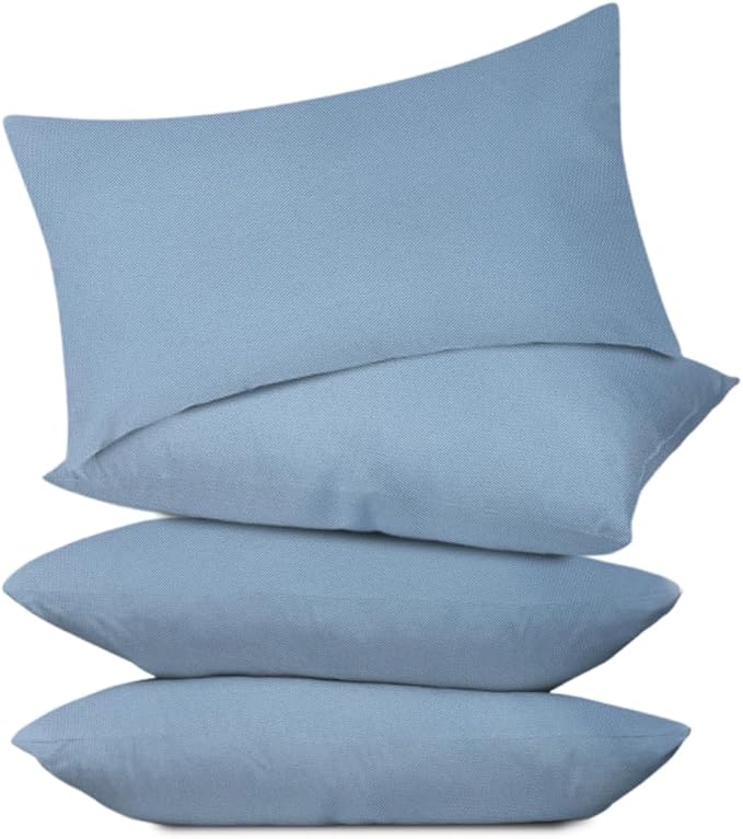 Covers & All Premium Square Throw Pillow Inserts with Covers Set of 4, 16 x 24 Inches Sky Blue, Decorative Cushions for Couch Sofa Home Decor Office Travel UV Resistant Waterproof Soft Cushions