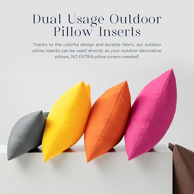 Phantoscope Pack of 4 Premium Dual Usage Outdoor Pillow Inserts, Waterproof Throw Pillows No Cover Needed, Colorful Decorative Couch Sham Cushion Stuffer Patio Couch Tent, Pink 18 x 18 Inches