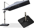 PURPLE LEAF Patio Umbrella with Base Included, 9ft Outdoor Aluminum Cantilever Umbrella with 360° Rotation, Aluminum Large Offset Umbrella for Outdoor Garden Pool, Grey