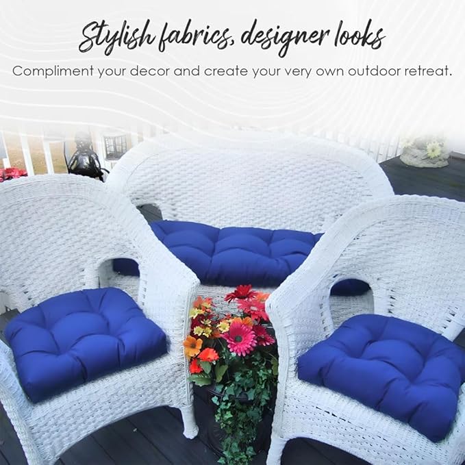RSH DECOR: Tufted U-Shapes & Lumbars 2 of Each | 22" x 22” & 20" x 12" | Water-Resistant Spun Fabric | Outdoor Wicker Cushions & Support Pillows for Patio Furniture | Red