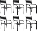 Outdoor Dining Chairs Set of 6, Aluminum Frame Stackable Patio Dining Chairs with Armrest, Wrought Iron Patio Bistro Chairs for Lawn, Backyard, Garden, Porch