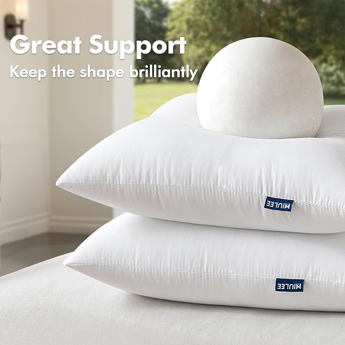 MIULEE 20x20 Pillow Insert Throw Pillow Insert, Outdoor Pillows Water-Resistant Premium Outdoor Pillow Stuffer Sham Square for Couch Sofa Patio Furniture Cushion Porch Swing
