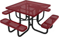 COATEDOUTDOORFURNITURE Heavy-Duty Portable Outdoor Picnic Table with Umbrella Hole, Punched Steel Commercial-Grade Patio Dining Furniture Made in America (46" Square Top, Burgundy)