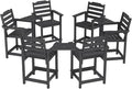 OTSUN Tall Adirondack Chairs Set of 6 with Connecting Tray, 24 inches HDPE Bar Height Outdoor Chairs, All Weather Resistant for Balcony, Porch, Kitchen (6 PCS, Black)