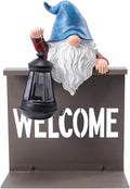 Bshine Gnome Garden Statue Outdoor Decor Solar Lights, Gnome Fence Hanging Solar Lantern, Creative Housewarming Gift Suitable for Lawn Ornaments, Porch, Patio, Path, Backyard Decoration