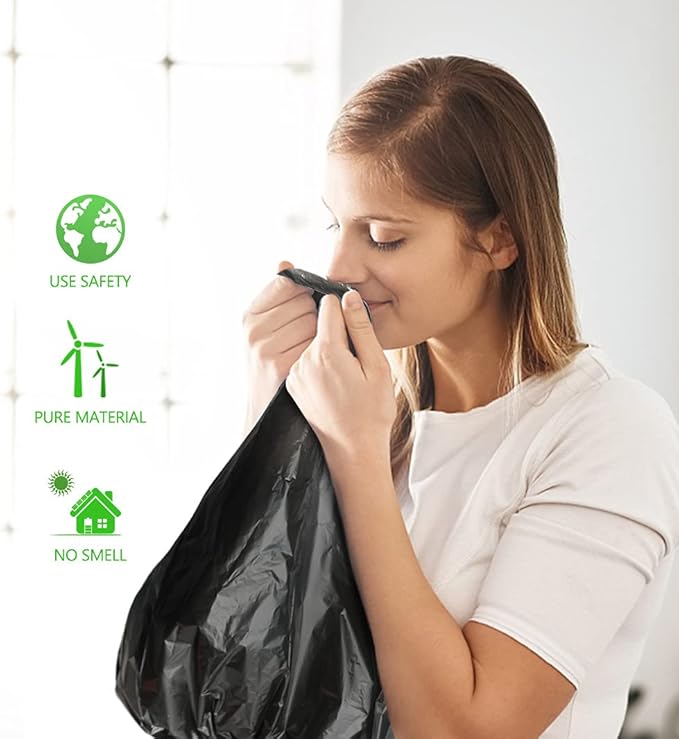 Teivio 3 Gallon 300 Counts Strong Trash Bags Garbage Bags, Bathroom Trash Can Bin Liners, Small Plastic Bags for Home Office Kitchen Kitchen (Black)