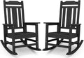 SERWALL Black Outdoor Rocking Chair Set of 2, All Weather Patio Rocking Chair, HDPE Poly Rocking Chair for Adults, Heavy Duty Front Porch Rocker