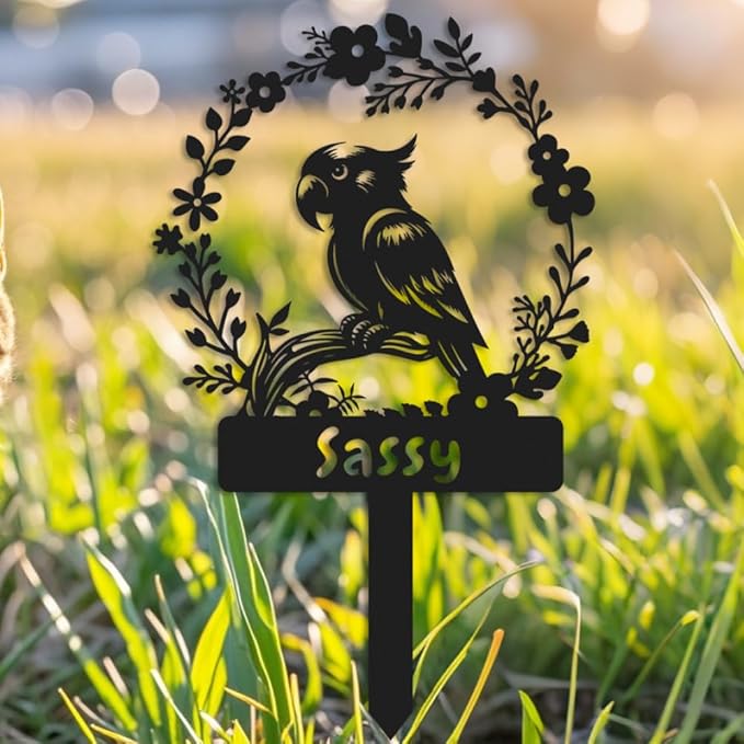 Custom Parrot Memorial Stake,Metal Parrot Grave Marker,Parrot Garden Sign,Remembrance Stake,Bird Loss,Outdoor Garden Yard Sign Parrot 10inch