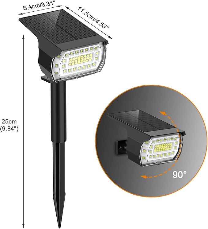 LANSOW Solar Spot Lights Outdoor, [8 Pack/57 LED] 2-in-1 Solar Landscape Spotlights, 3 Modes IP65 Waterproof Dusk to Dawn Solar Powered Flood Wall Lights for Outside Yard Garden Pathway(Cool White)