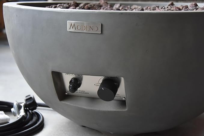 AMS Fireplace | Modeno | Nantucket | Firepit Table | Cover and Lava Rocks Included | (Fuel: Natural Gas - Light Gray)
