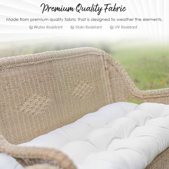 RSH DECOR: Tufted U-Shapes & Lumbars 2 of Each | 22" x 22” & 20" x 12" | Water-Resistant Spun Fabric | Outdoor Wicker Cushions & Support Pillows for Patio Furniture | Black