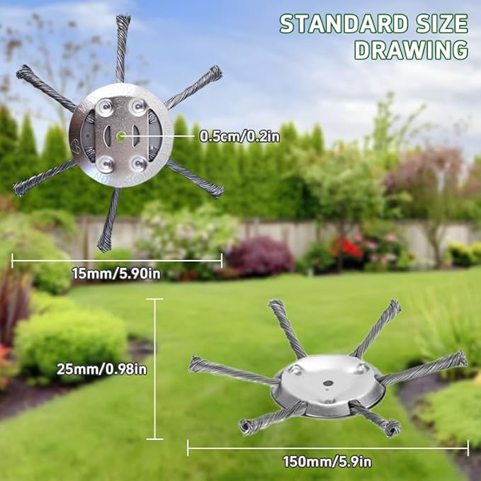 2PCS 6 Inch Weed Eater Blades, 2025 New Steel Wire Grass Trimmer Head，6 Inches Steel Wire Grass Trimmer Head for Electric Battery Powered Cordless String Trimmer（ 6 Blade*2