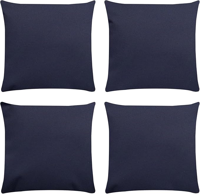Covers & All Premium Square Throw Pillow Inserts with Covers Set of 4, 18 x 18 Inches Navy Blue, Decorative Cushions for Couch Sofa Home Decor Office Travel UV Resistant Waterproof Soft Cushions