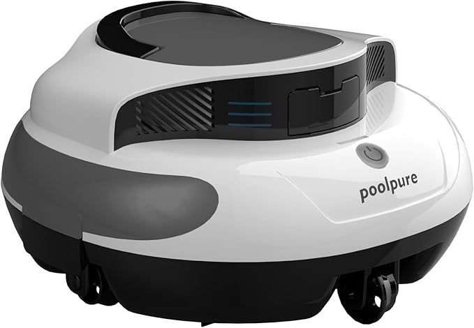 POOLPURE AquaGuard SE II Cordless Powerful Pool Vacuum (Dual Motors) 5000mAh Battery, 120-Min Non-Stop Clean Most Runtime per Dollar Auto-Clean for Flat Pools Up to 1000 Sq.Ft