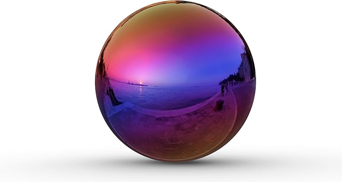 Lulu Decor, Rainbow Stainless Steel Gazing Mirror Ball Size 12 with Stand