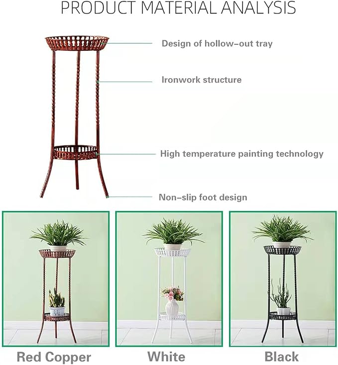 YANMENG Metal Iron Tall Plant Stand Indoor Outdoor, Sturdy Planter Stand, Corner Display Shelf, Weight Capacity 50 lbs(32in, White)