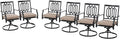 PHI VILLA Outdoor Metal Swivel Chairs Set of 6 Patio Dining Rocker Chair with Cushion Furniture Set for Garden Backyard Bistro, Black