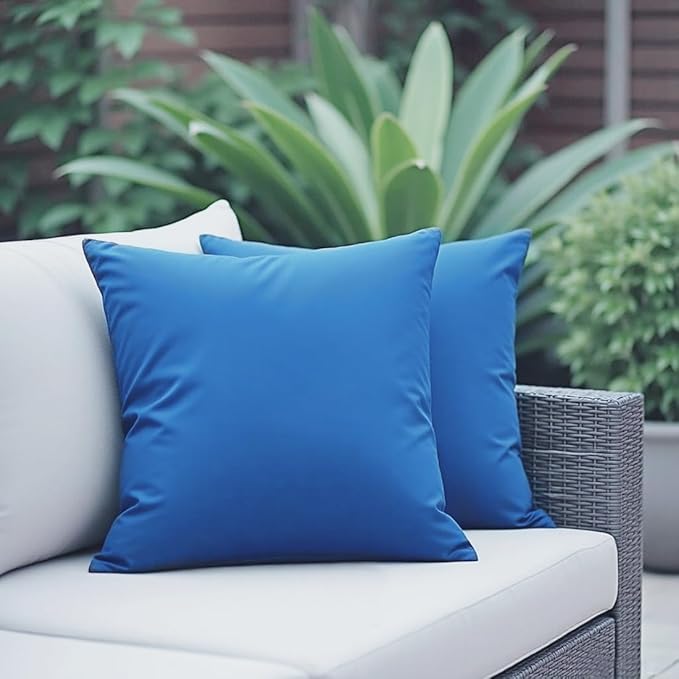 18" x 18" Throw Pillows, Outdoor Waterproof Pillows with Inserts, Square Decorative Pillows for Patio Furniture Garden Couch Sofa Home(Navy Blue, Set of 4)